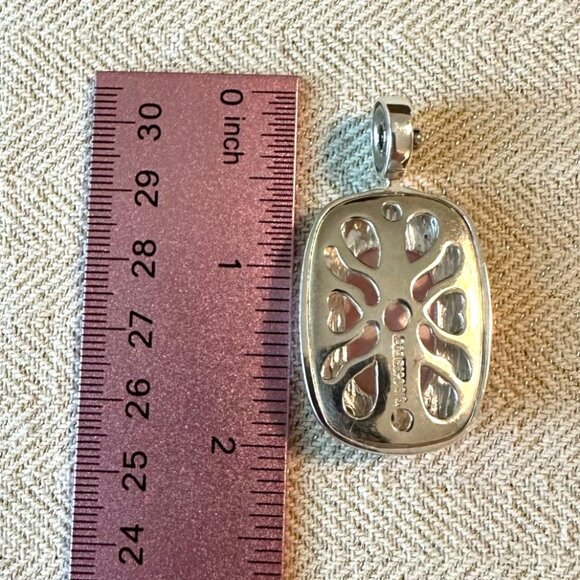 Sterling Silver 925 Joseph Esposito Pink Rose Quartz Pendant With Intricate Back - Picture 5 of 6